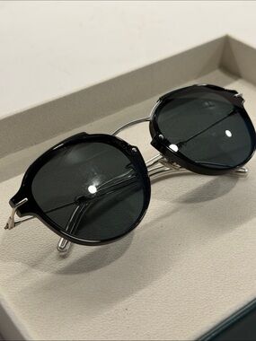 Dior Aviator Style Sunglasses Black Lenses - - Made in Italy - Silver frames